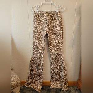 Buckle Leopard Flare Jeans